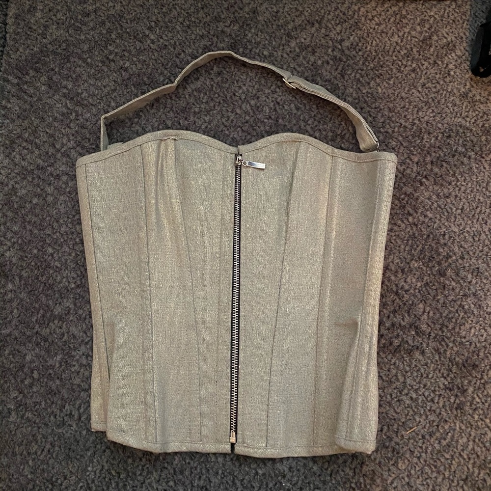NWOT! Zip up corset w/ removable neck strap